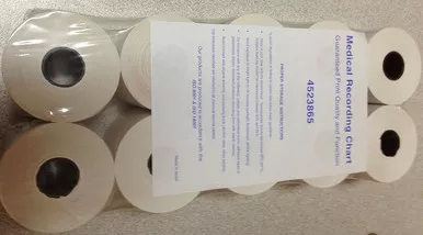 007912 THERMAL paper , black trace, RED grid, 50mm x 30.48m (100'), 1 roll/unit, 10 units/pack,case. 4523865 Pack of 10 rolls