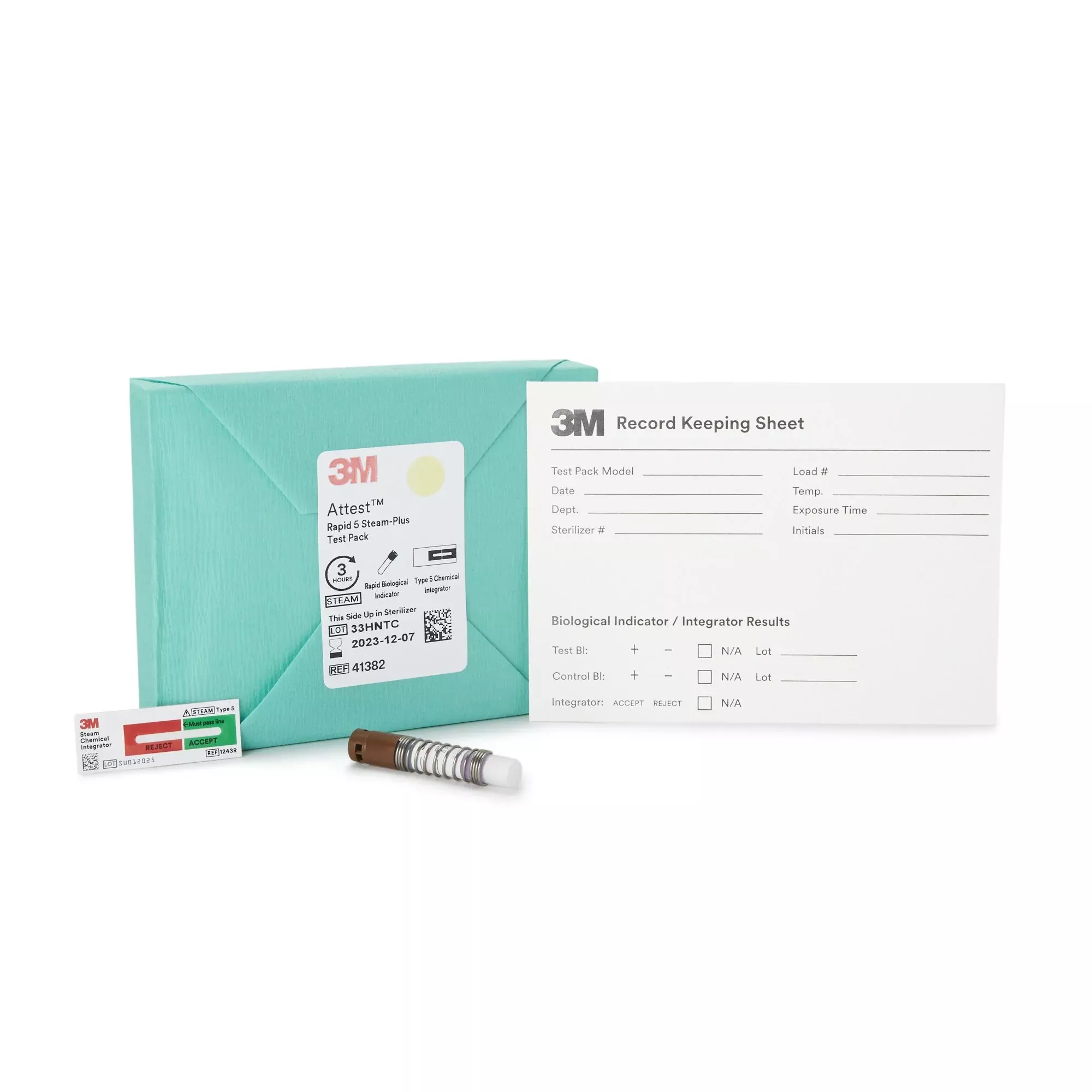 3M™ Attest™ Rapid 5 Steam-Plus Sterilization Biological Indicator Pack, 1 Box of 16