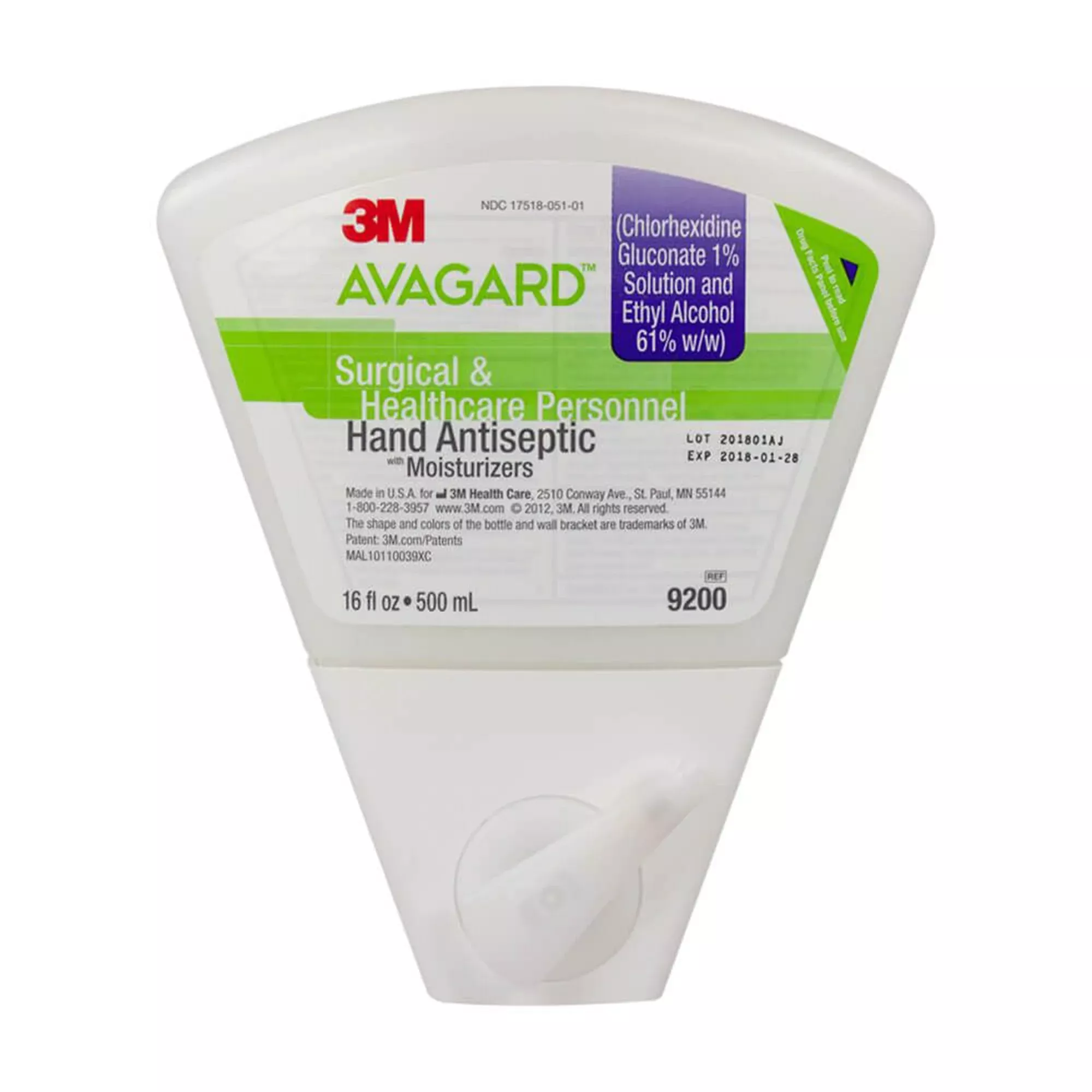 3M Avagard Surgical Scrub Dispenser Refill Bottle, 1% Chlorhexidine Gluconate, 61% Ethyl Alcohol, 1 Case of 8