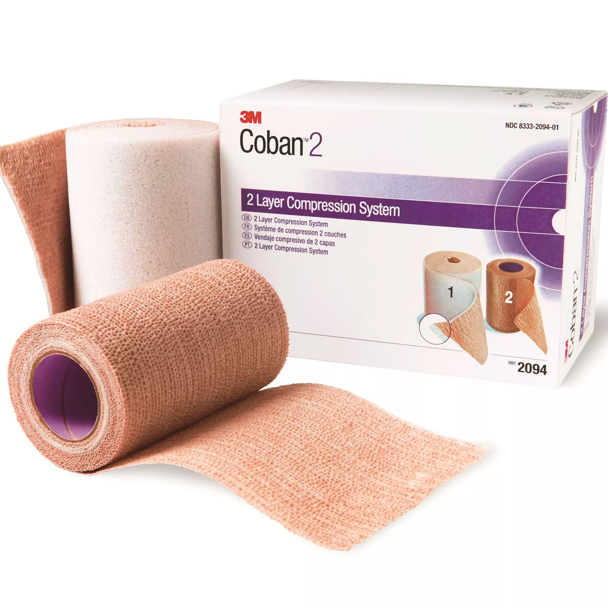3M™ Coban™ 2 Self-adherent / Pull On Closure Two-Layer Compression Bandage System, 1 Box