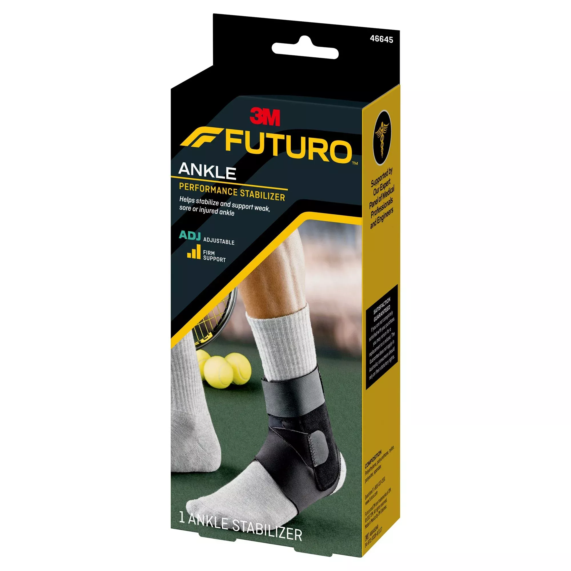 3M Futuro Ankle Performance Stabilizer, Adjustable, Adult, Black, 1 Case of 12