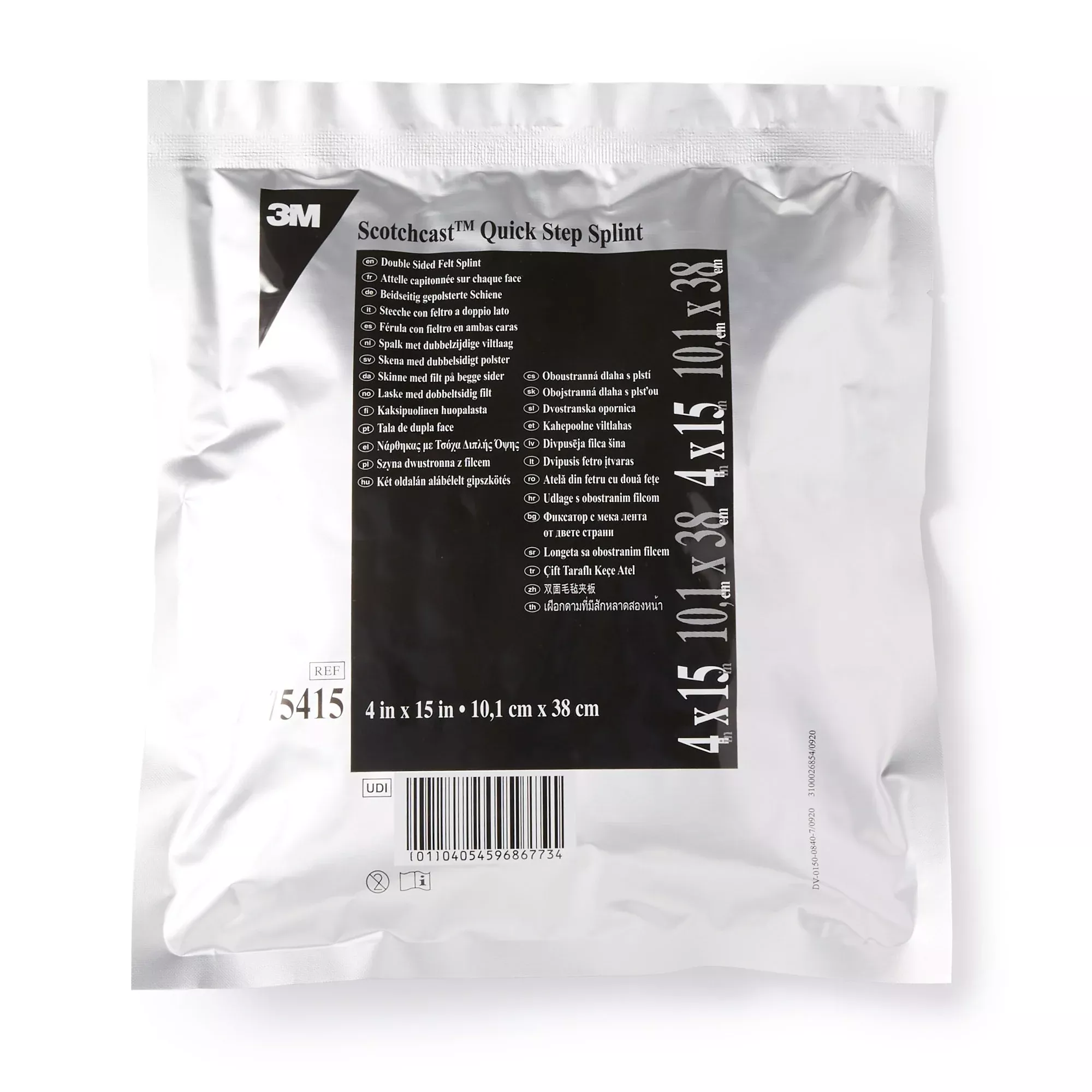 3M™ Scotchcast™ Quick Step Double Sided Felt Padded Splint, 4 x 15 Inch, 1 Case of 10
