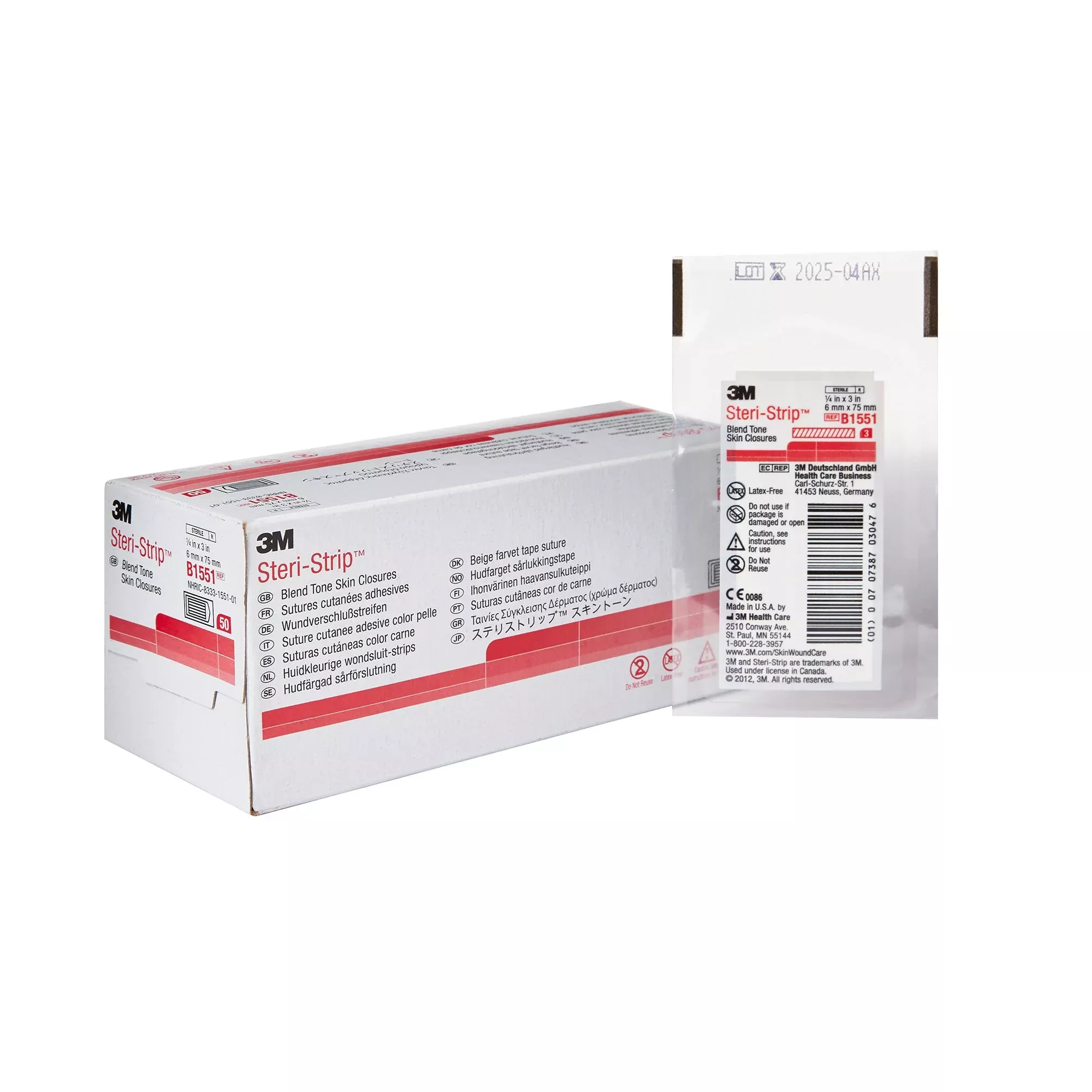3M Steri-Strip Blend Tone Skin Closures, Beige, 1/4 inch X 3 inch, Non-Woven, 1 Each