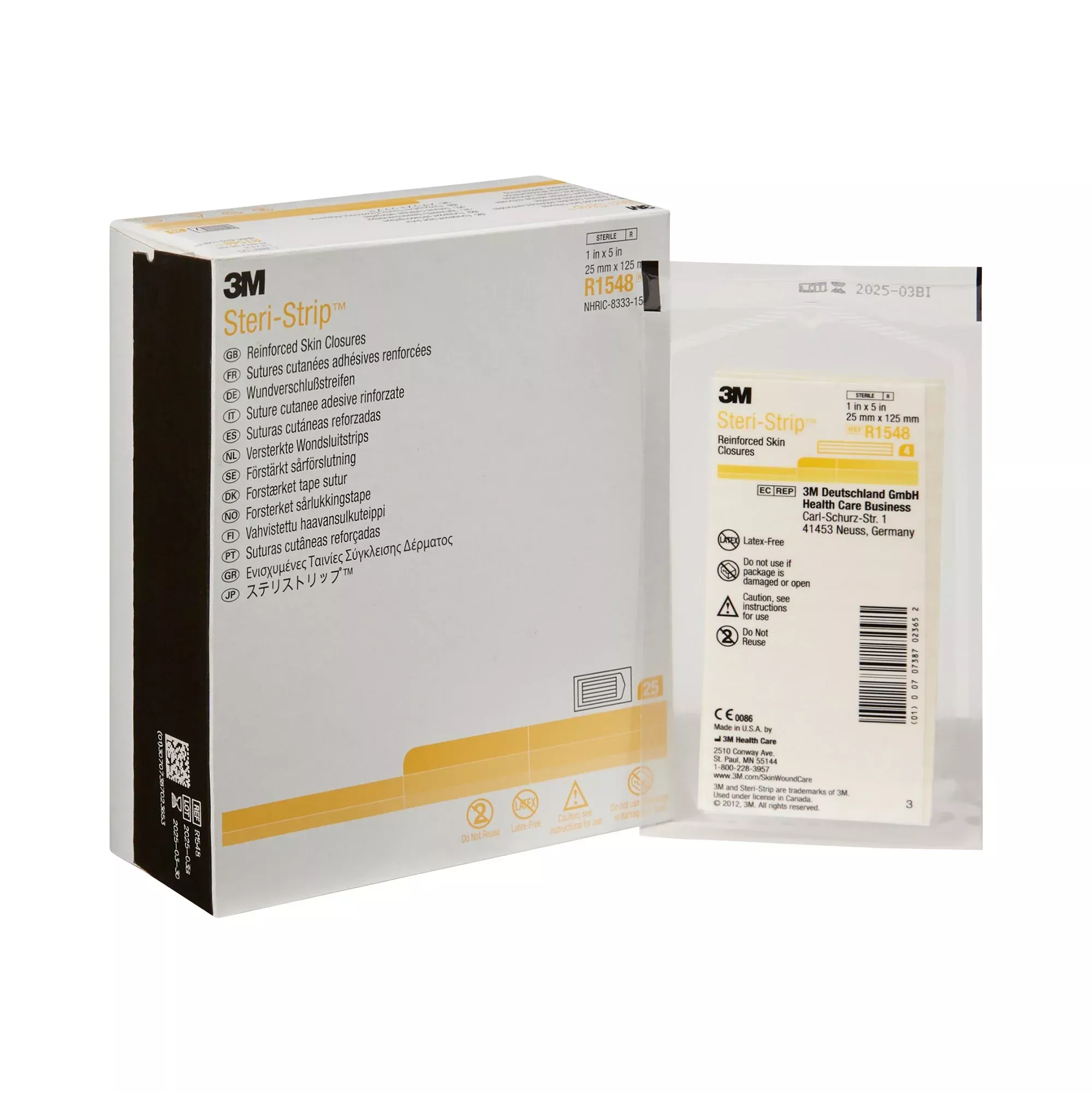 3M™ Steri-Strip™ Skin Closure Strip, 1 x 5 in., 1 Box of 25
