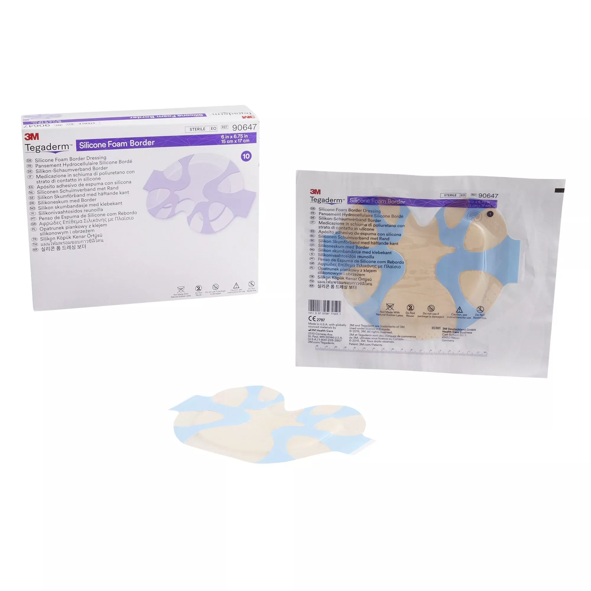 3M™ Tegaderm™ Silicone Foam Dressing, 6 x 6-3/4 Inch Sacral, 1 Box of 10