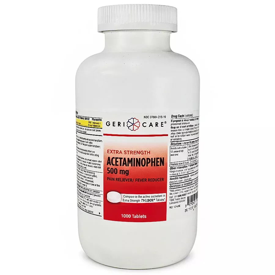 Acetaminophen 500mg Extra Strength Tablets Pain Reliever/Fever Reducer Bulk Bottle 1000 Count