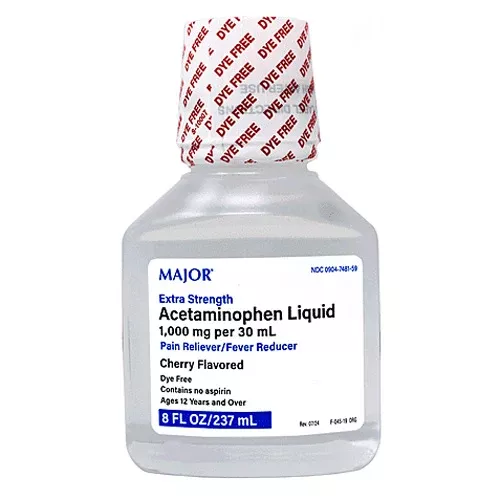 Acetaminophen Liquid 1000 mg per 30 mL Pain Reliever/ Fever Reducer, Cherry Flavor, 8 oz