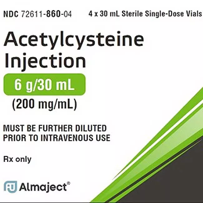 Acetylcysteine for Injection 6 g/30 mL Single-Dose Vial 30 mL x 4/Pack by Almaject (RX)