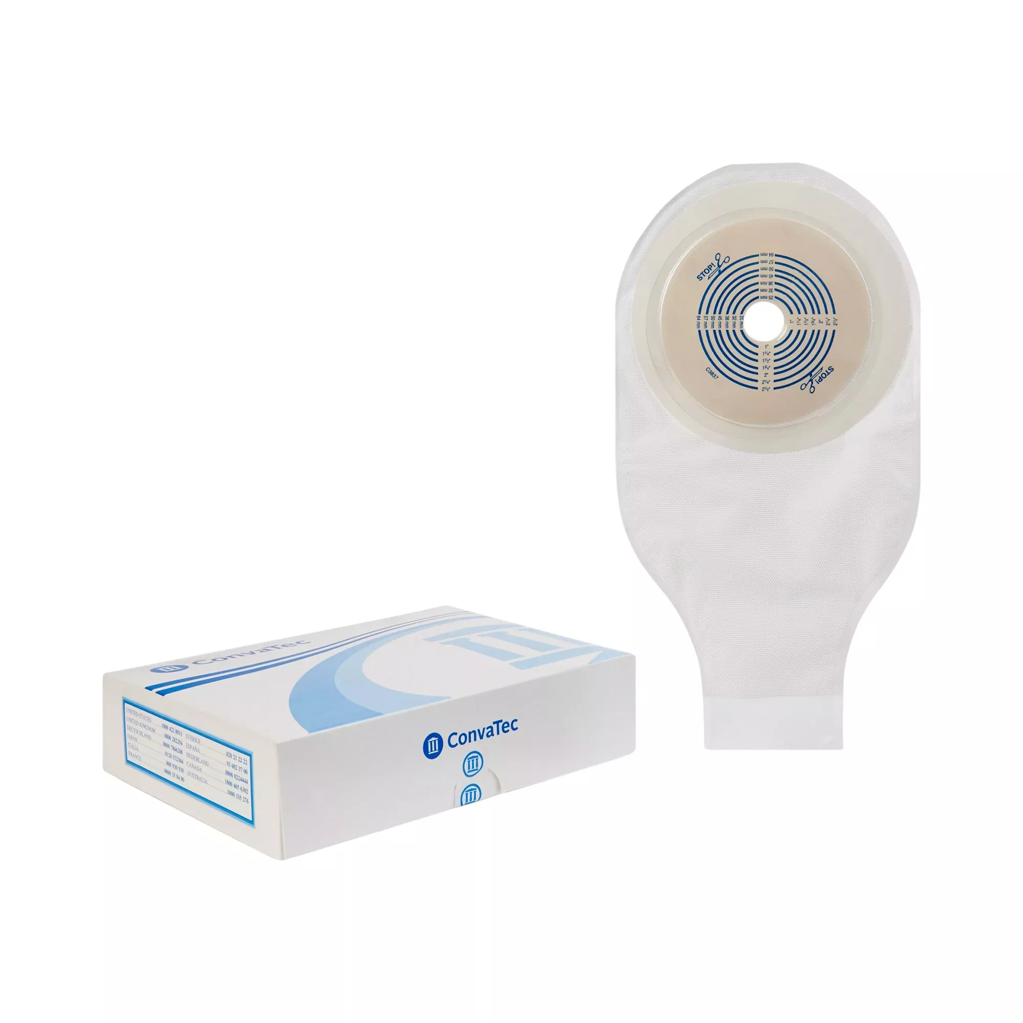 ActiveLife One-Piece Drainable Transparent Colostomy Pouch, 12 Inch Length, 3/4 to 2½ Inch Stoma, 1 Box of 10