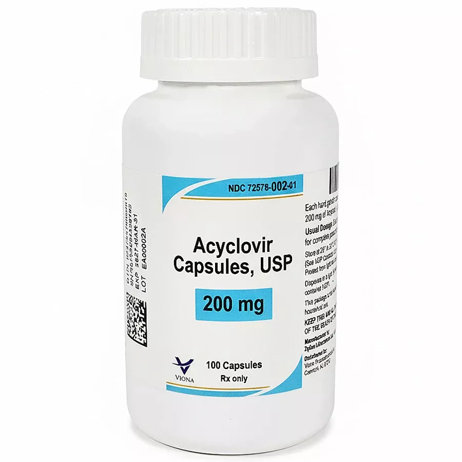 Acyclovir 200mg Capsules 100 Count (RX)