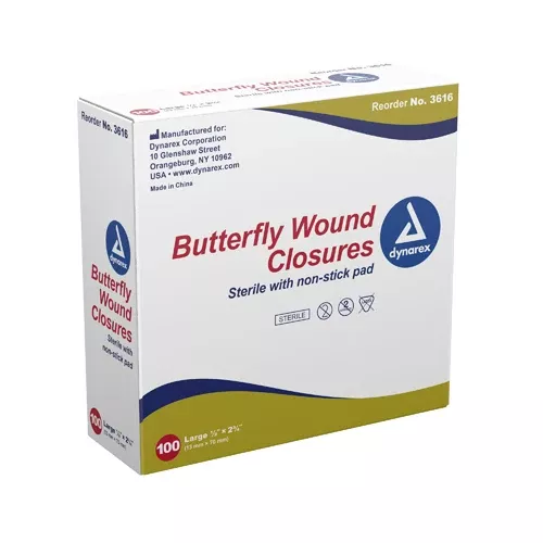 Adhesive Bandages Sterile Butterfly 1/2 x2-3/4Bx/100