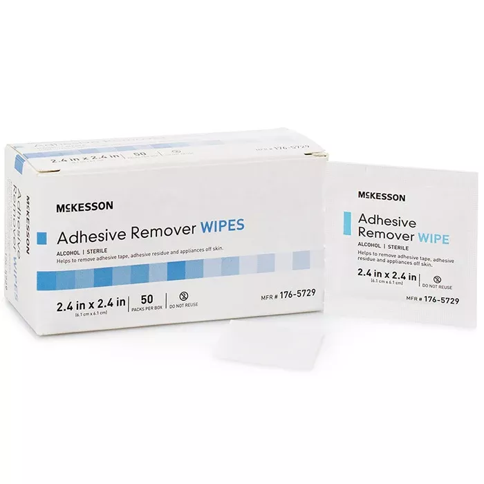 Adhesive Remover Wipes 2.4 x 2.4 Inch, Individual Packets, 50 per Box