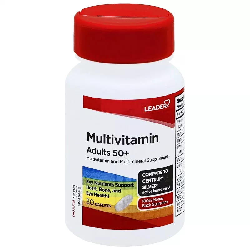 Adult 50+ Multivitamin and Multimineral Supplement for Seniors, Caplets 30 Count
