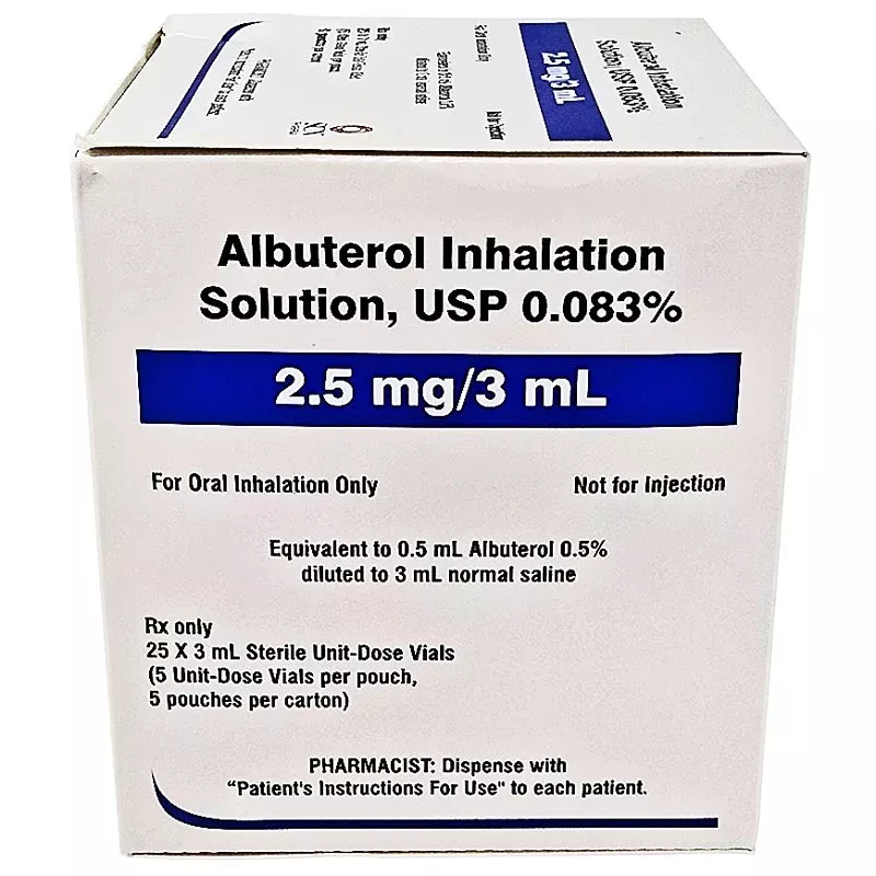 Albuterol Nebulizer Solution 0.83%, 2.5mg/3 mL Inhalation 3 mL x 25/Box (Rx)
