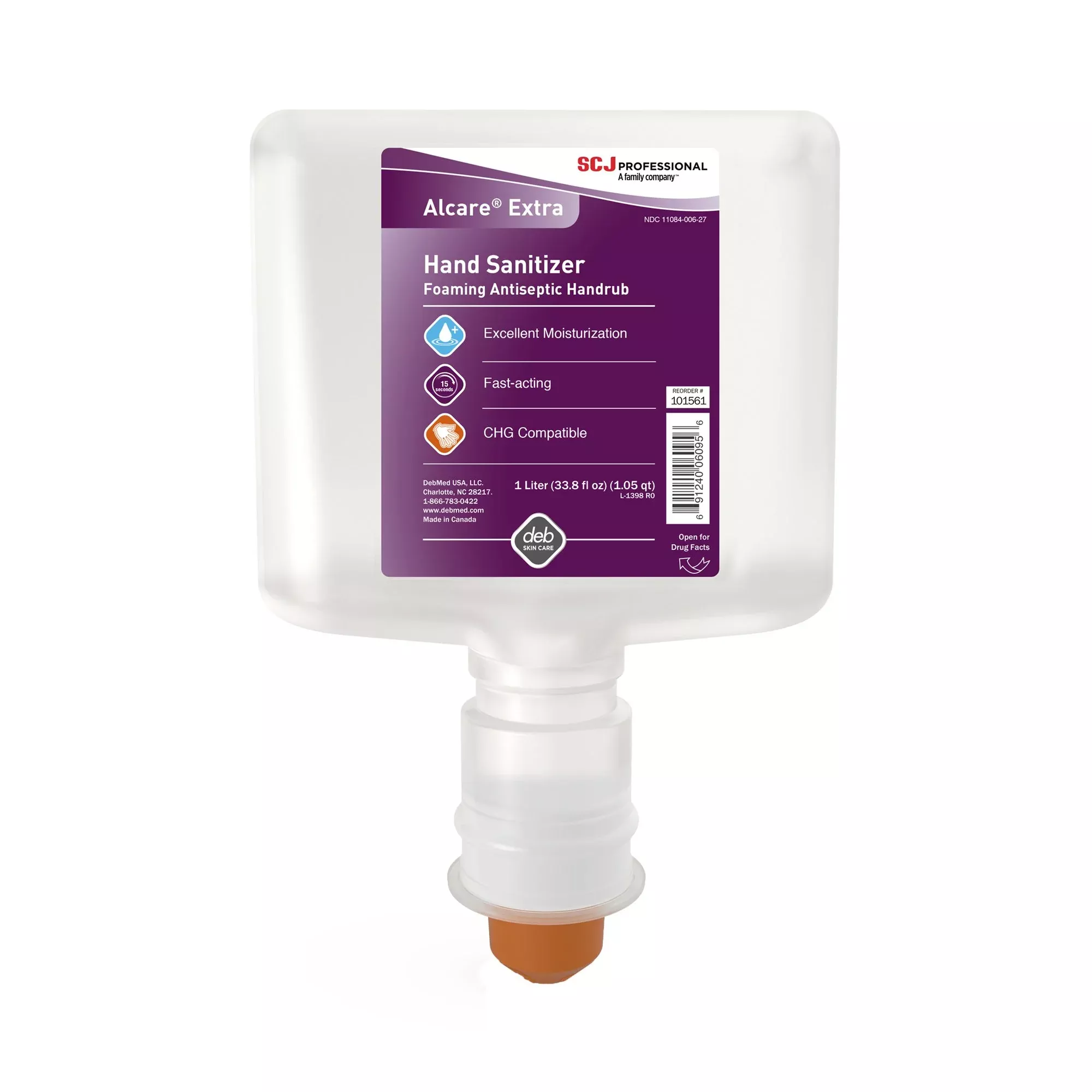 Alcare Extra Foaming Hand Sanitizer, 1000 mL Refill, Unscented, 1 Each