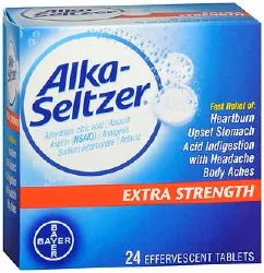 Alka-Seltzer Extra Strength Anhydrous Citric Acid / Aspirin / Sodium Bicarbonate Pain Relief, 1 Box of 24