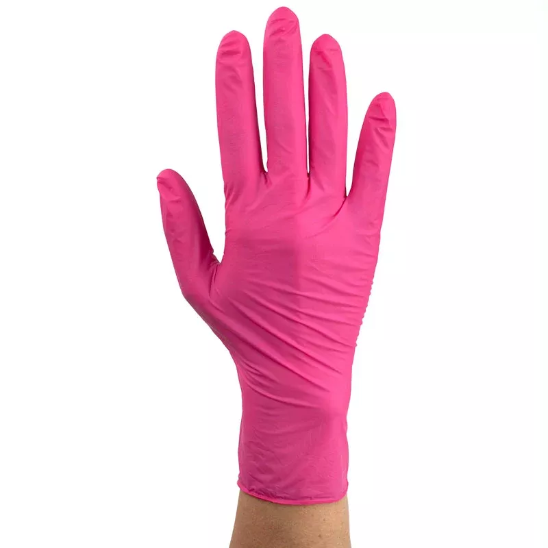 AloeSkin Pink Nitrile Gloves with Aloe, Medical-Grade 100/Box