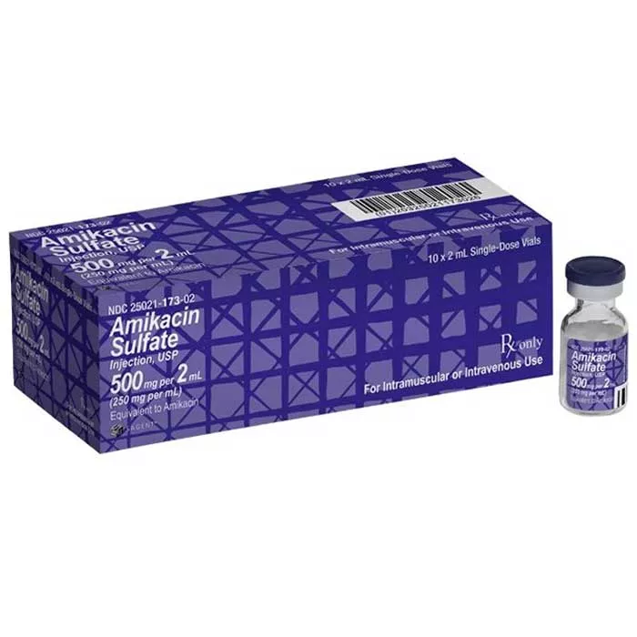 Amikacin Sulfate injection 250 mg/mL Single Dose Vials 2 mL x 10/Box Sagent (RX)