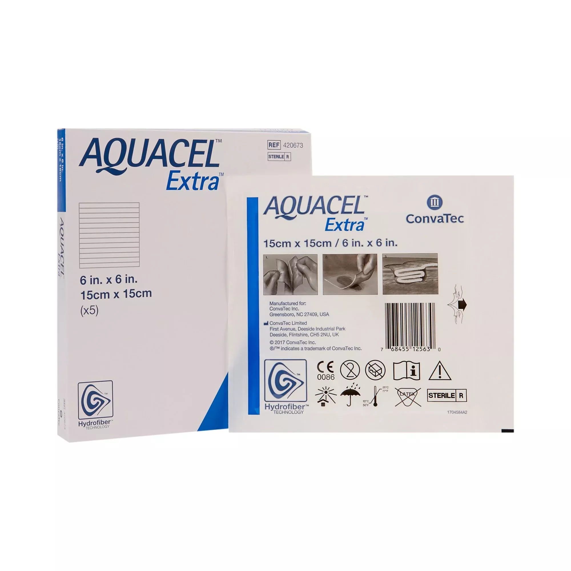 Aquacel Extra™ Hydrofiber Dressing, 6 x 6 Inch, 1 Box of 5