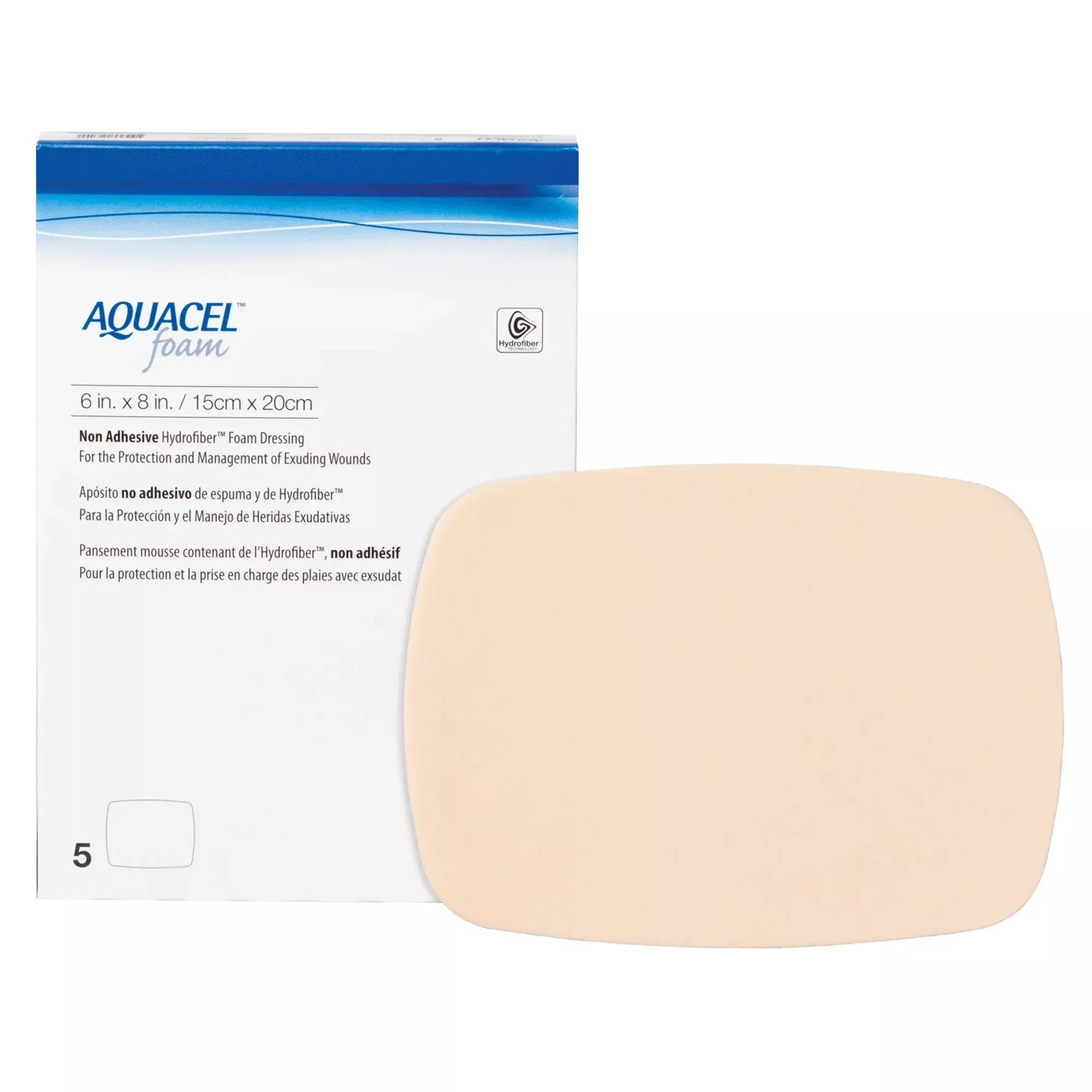 Aquacel Nonadhesive without Border Foam Dressing, 6 x 8 Inch, 1 Box of 5