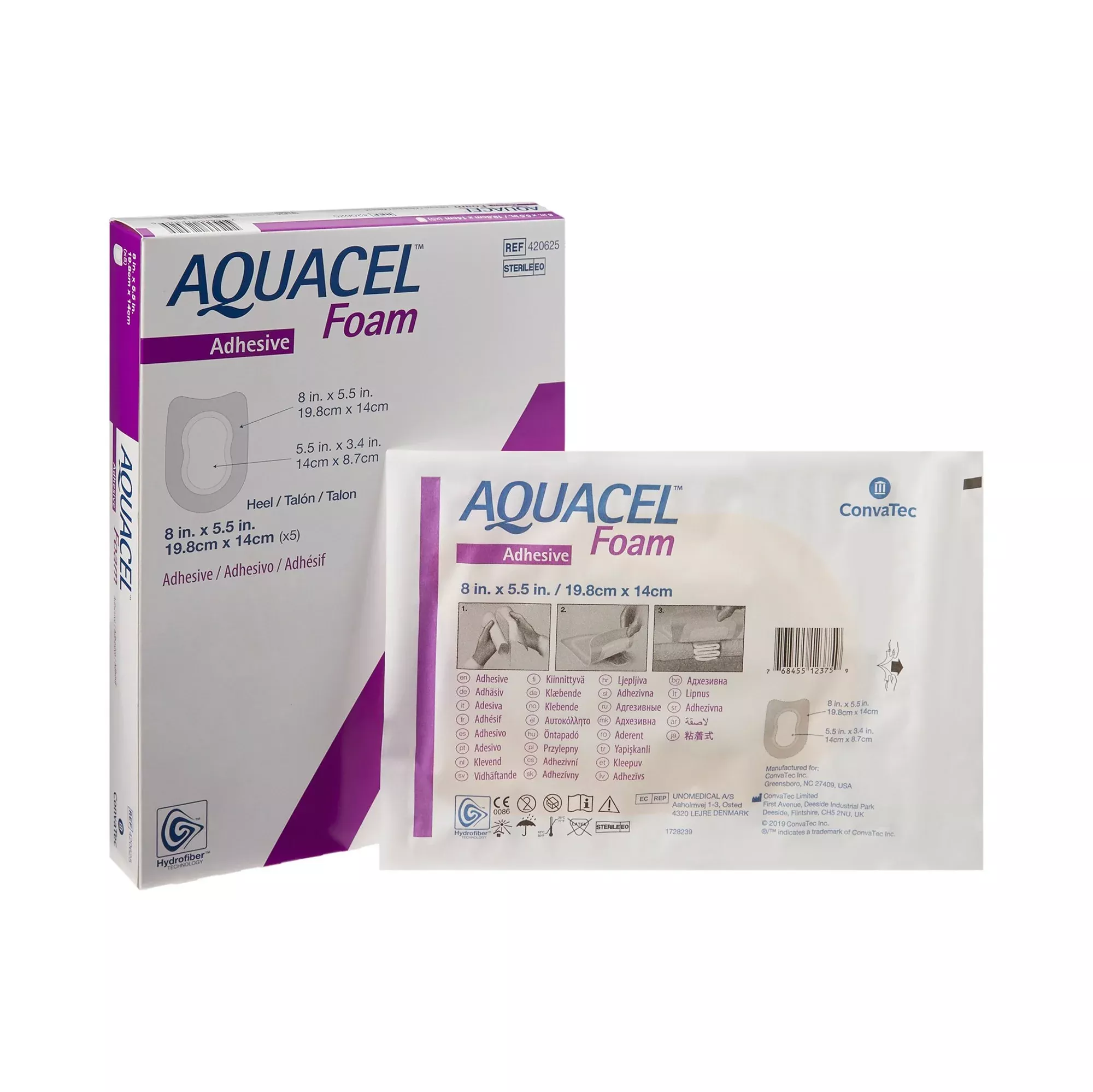 Aquacel Silicone Adhesive with Border Silicone Foam Dressing, 5½ x 8 Inch, 1 Box of 5