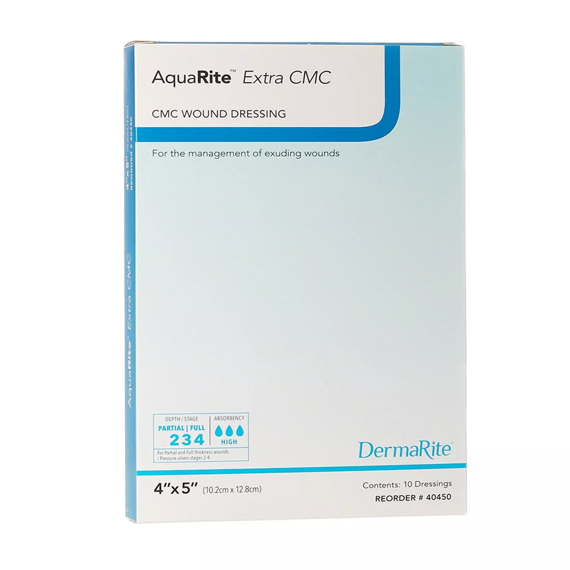 AquaRite Extra CMC™ Wound Dressing, 4 x 5 Inch, 1 Box of 10