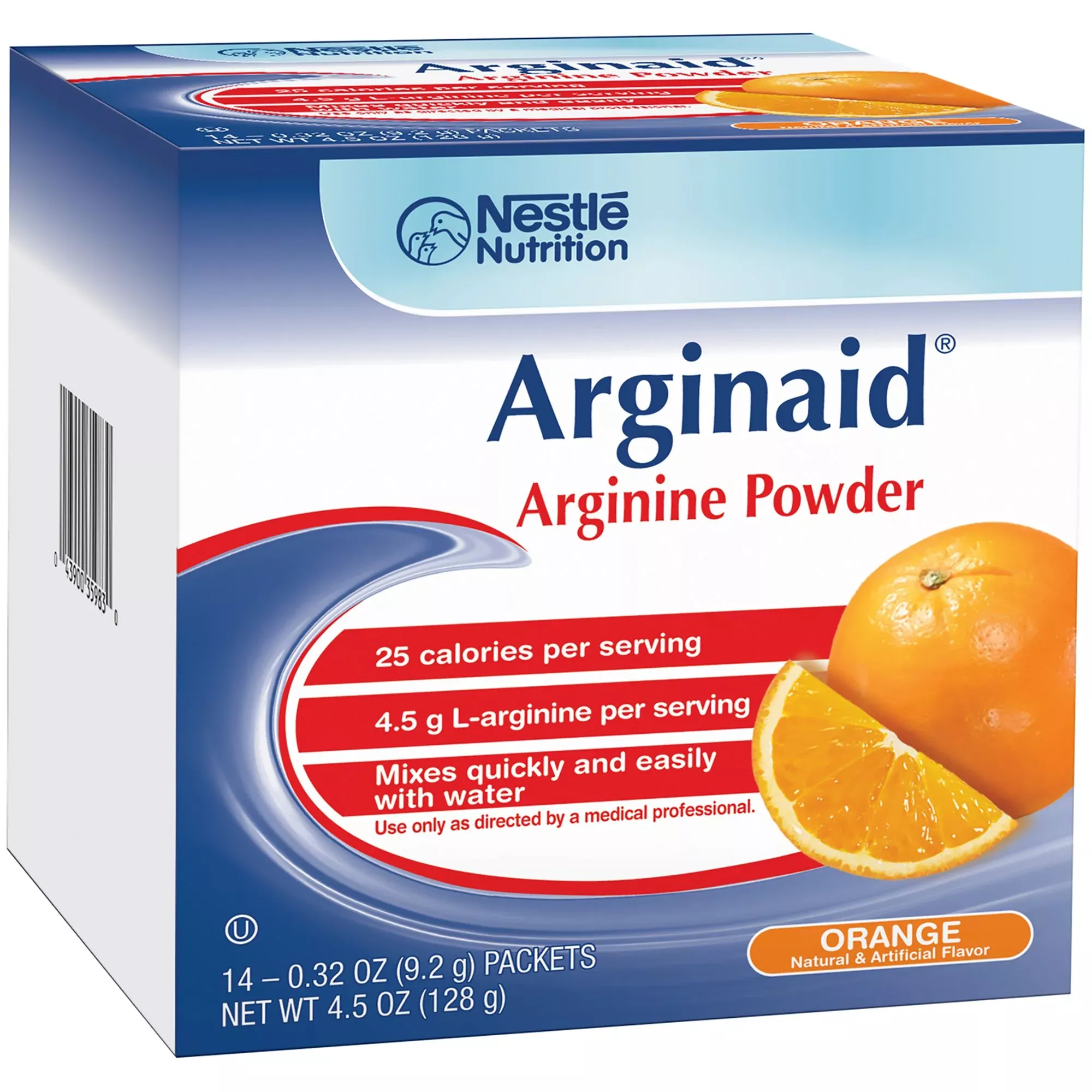 Arginaid Orange Arginine Supplement, 0.32 oz Packet, 1 Box of 14
