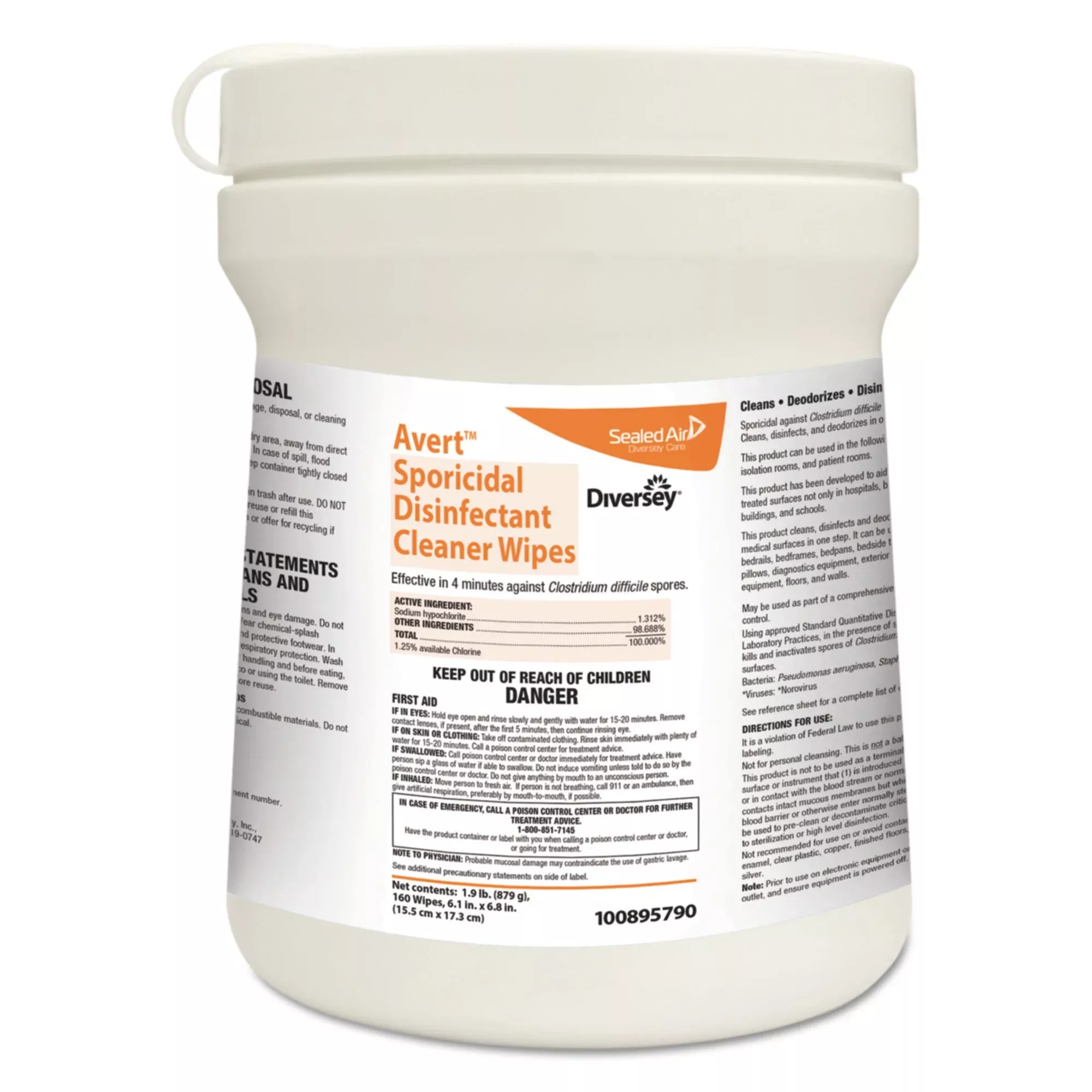 Avert Surface Disinfectant Cleaner Wipes, 1 Case of 1920