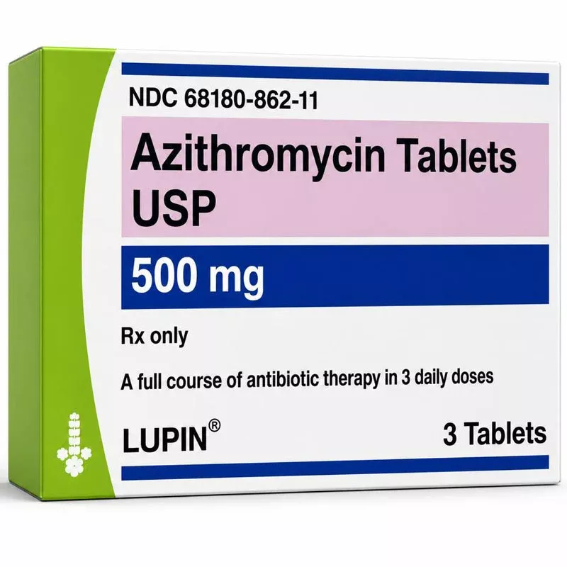 Azithromycin 500 mg Tablets, 3 Pack by Lupin (RX)