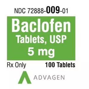 Baclofen Tablets 5 mg by Advagen 100 Count (Rx)