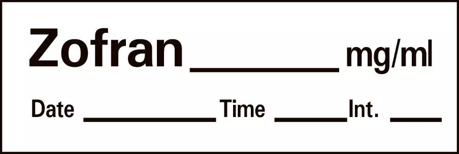 Barkley Zofran_mg/mL Date_Time_Int_ Anesthesia Label Tape, 1/2 x 1-1/2 Inch, 1 Roll