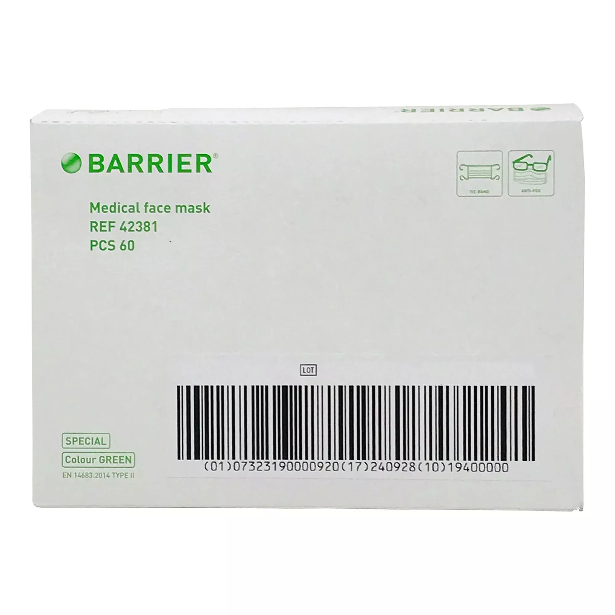 BarrierExtra Protection Surgical Mask, 1 Box of 60