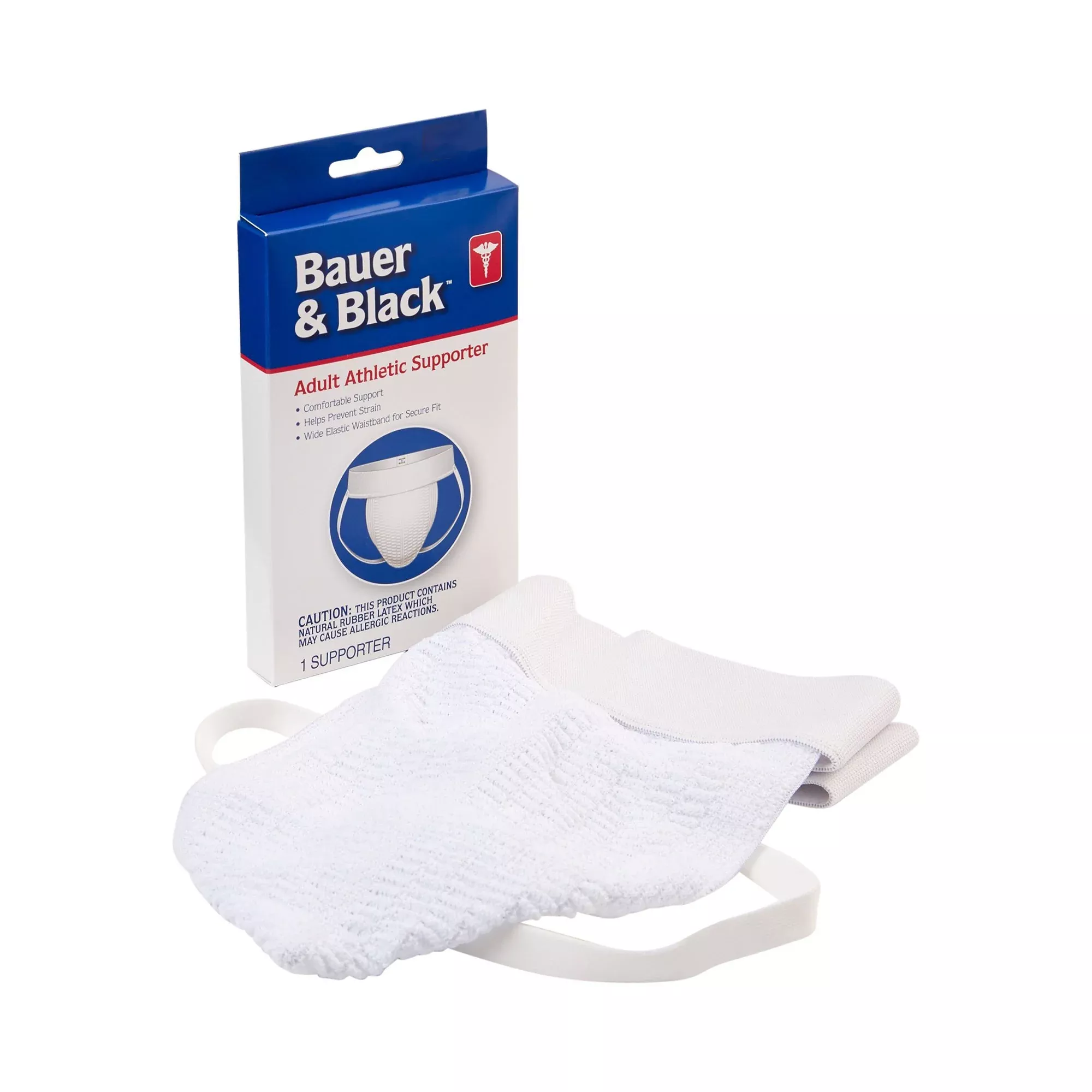 Bauer & Black Adult Athletic Supporter, Cotton, White, Reusable, Small, 1 Case of 48
