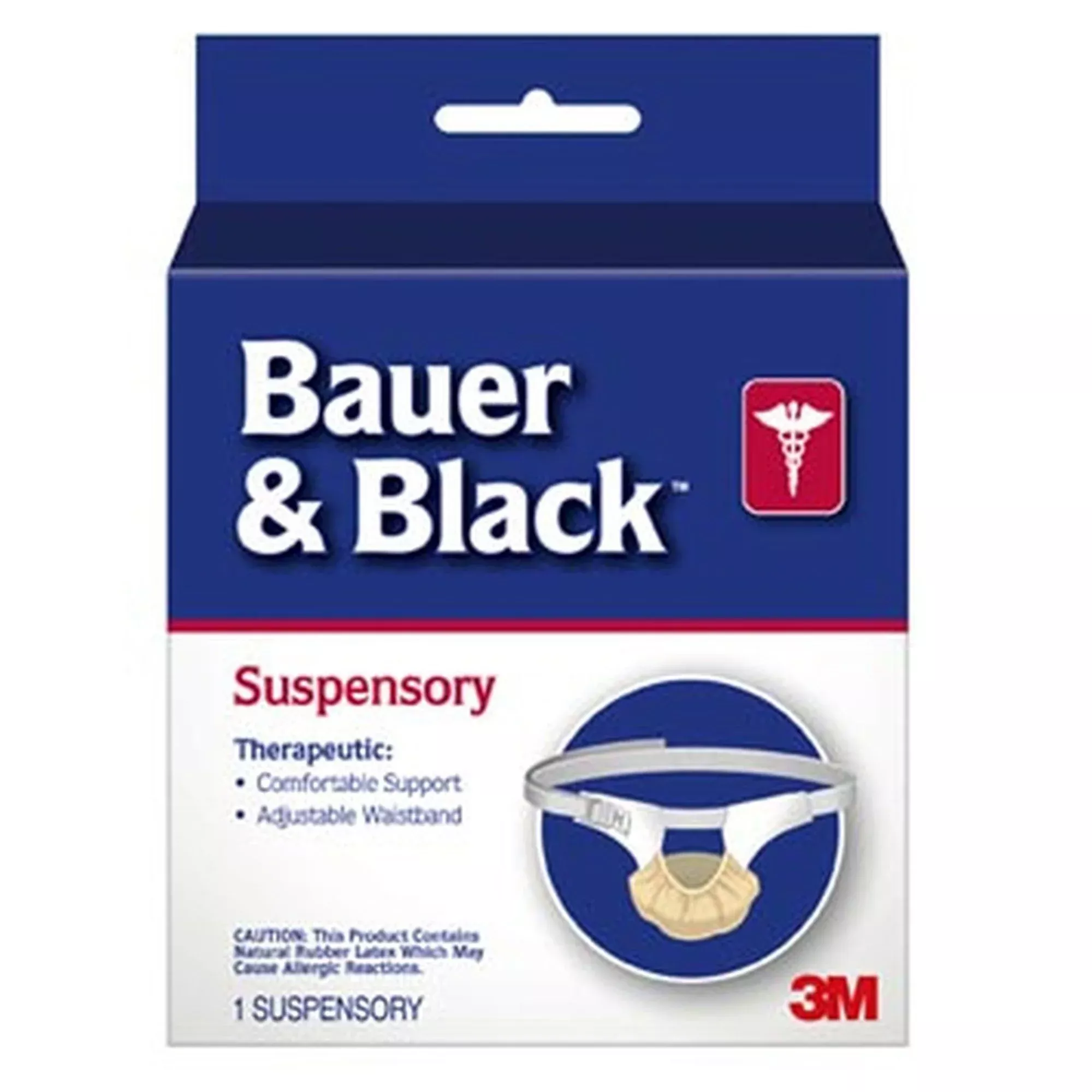 Bauer & Black Athletic Supporter, Cotton, White, Reusable, Large, 1 Each