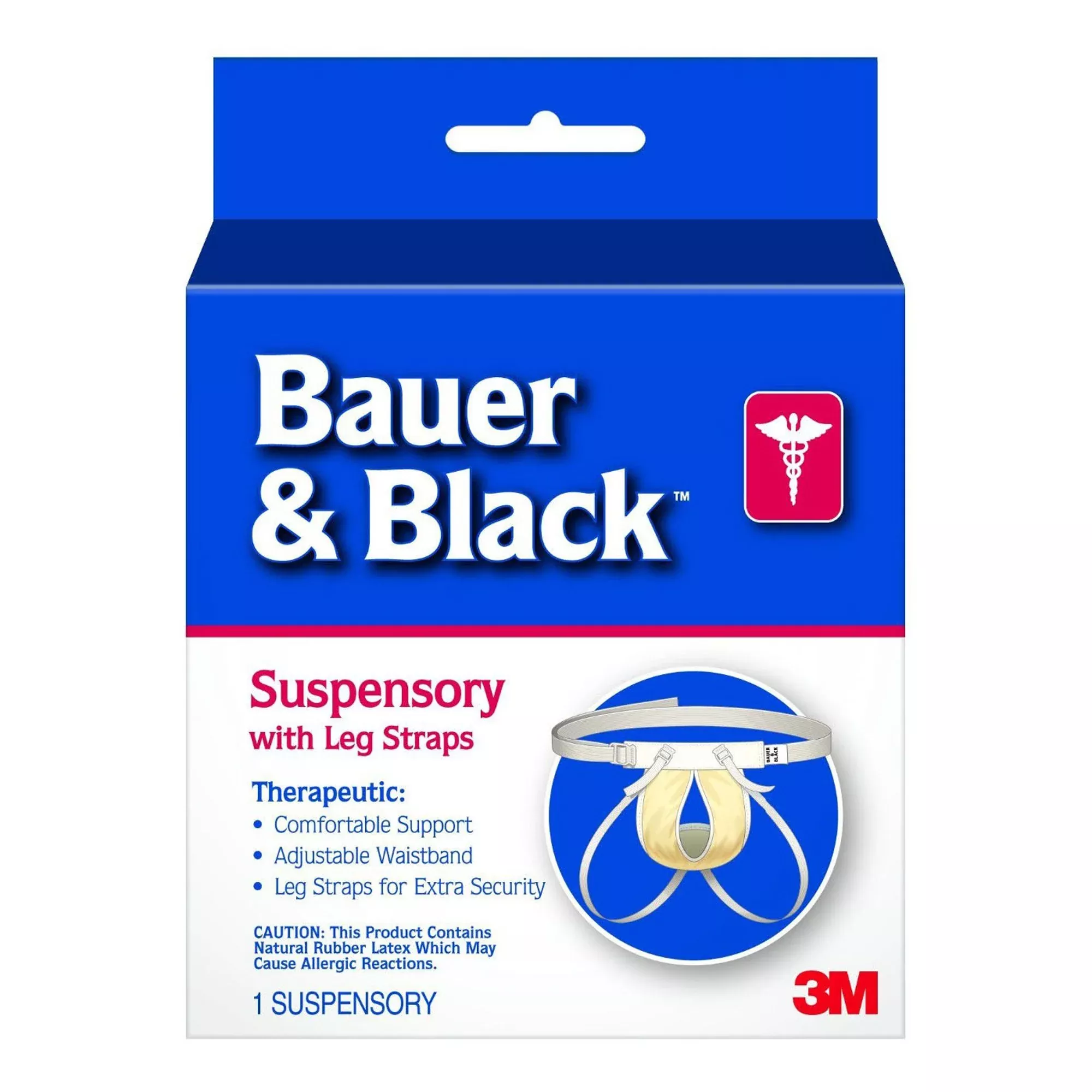 Bauer & Black Athletic Supporter, Cotton, White, Reusable, X-Large, 1 Each