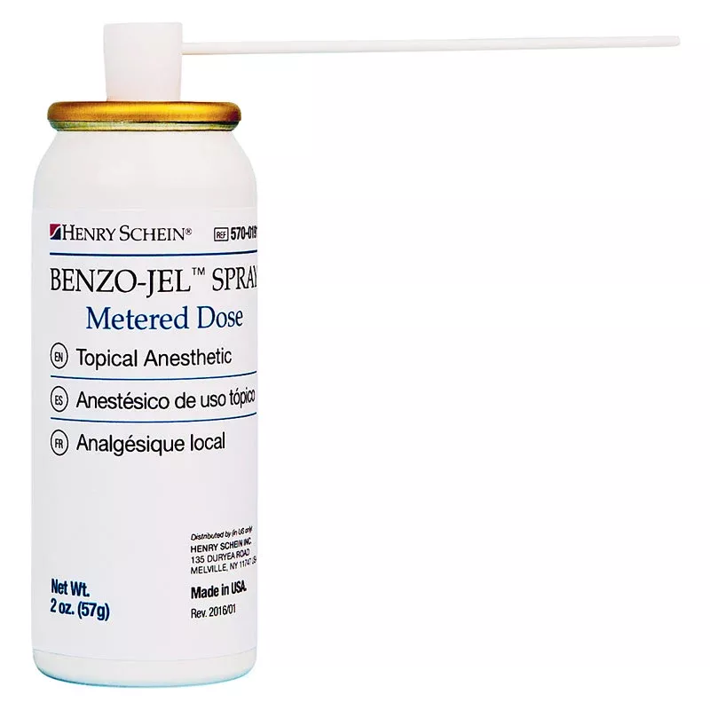 Benzo-Jel Topical Anesthetic Spray Peppermint Flavor 2 oz Can