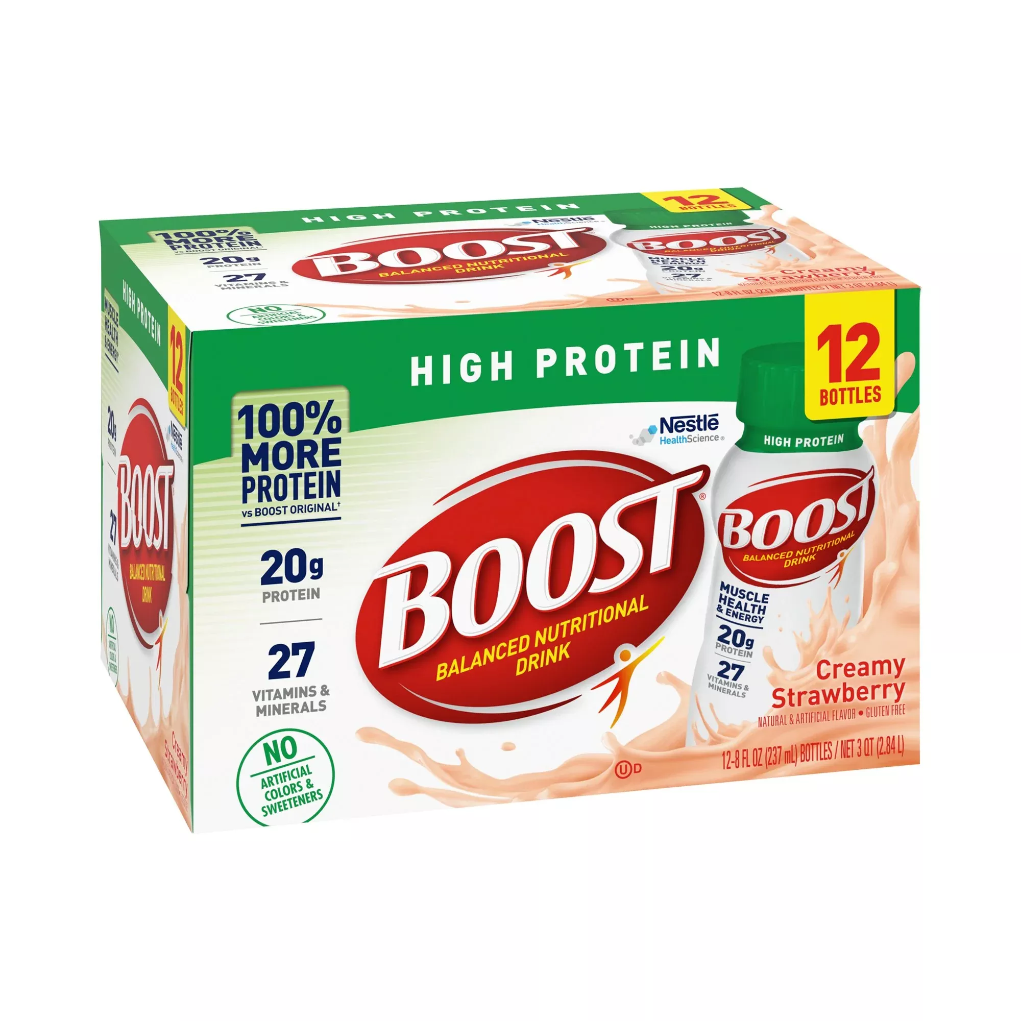 Boost High Protein Strawberry Oral Supplement, 8 oz. Bottle, 1 Case of 24