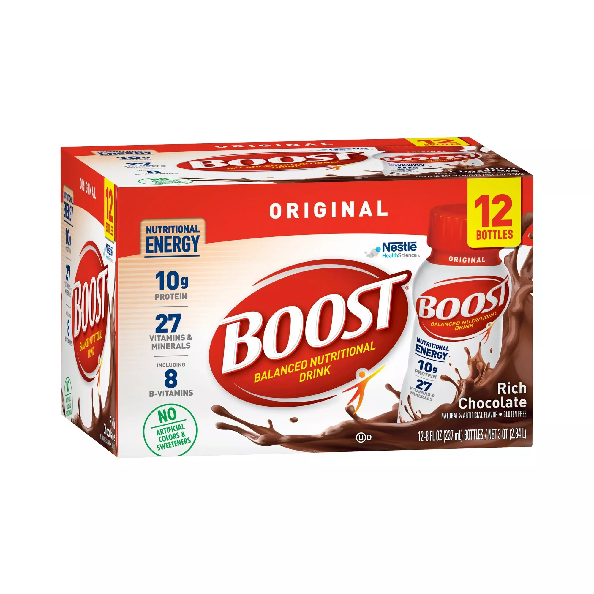 Boost Original Chocolate Oral Supplement, 8 oz. Bottle, 1 Pack of 12