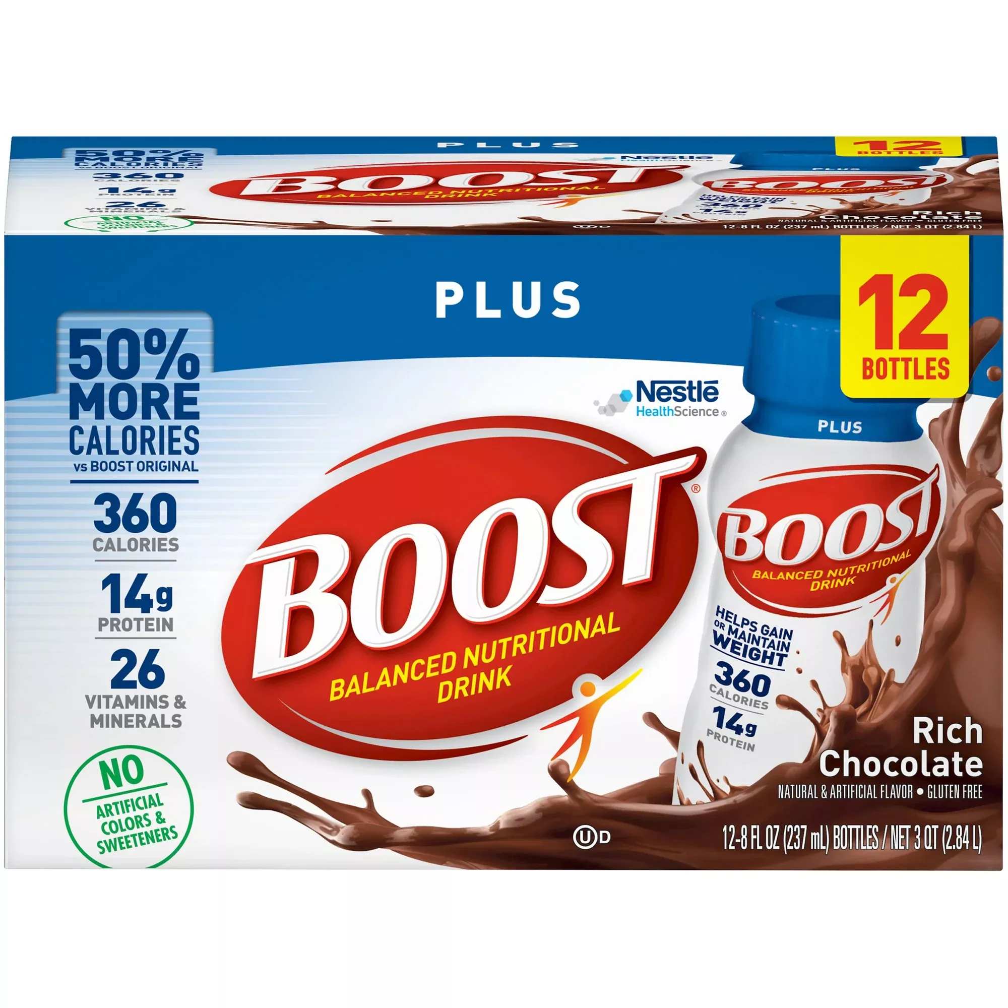 Boost Plus Chocolate Oral Supplement, 8 oz. Bottle, 1 Case of 24