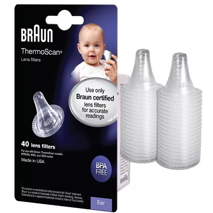 Braun Thermoscan Ear Thermometer Len Filters Probe Covers, BPA Free 40/Box