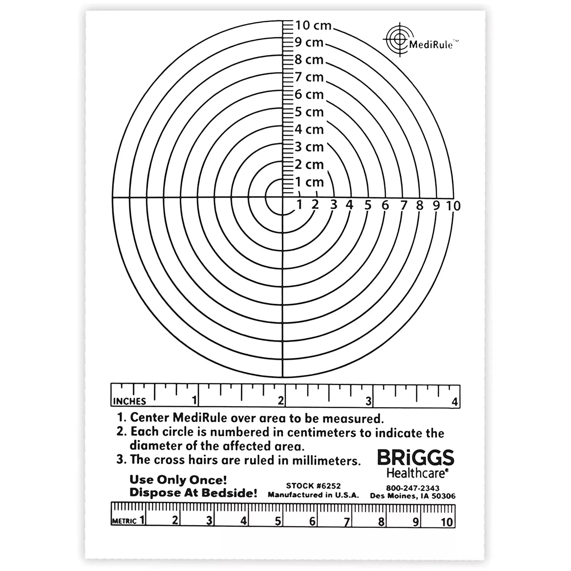 Briggs MediRule™ Wound Measuring Device, 1 Box of 250