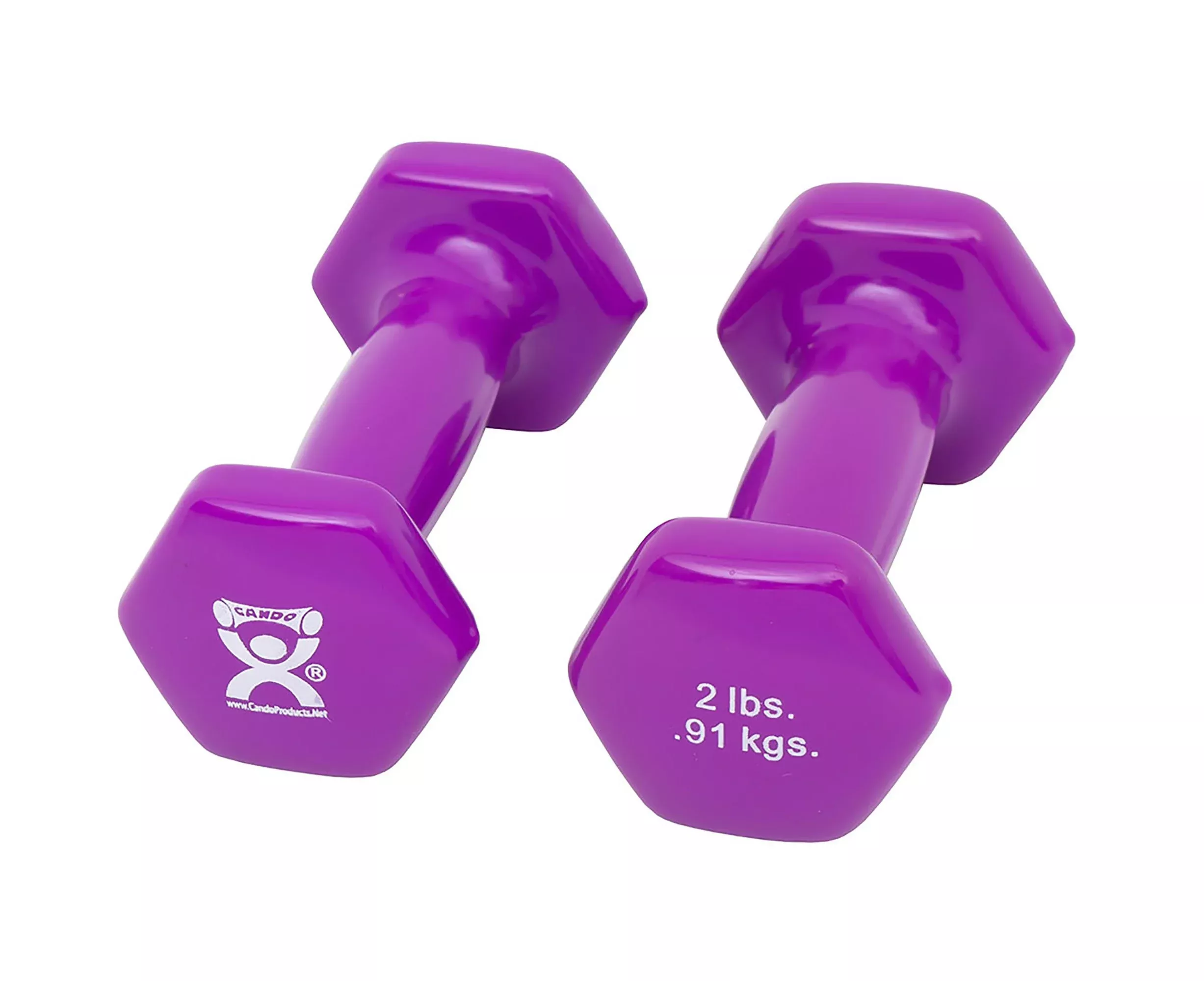 CanDo Vinyl Coated Dumbbell, Violet, 2 lbs., Pair, 1 Pair