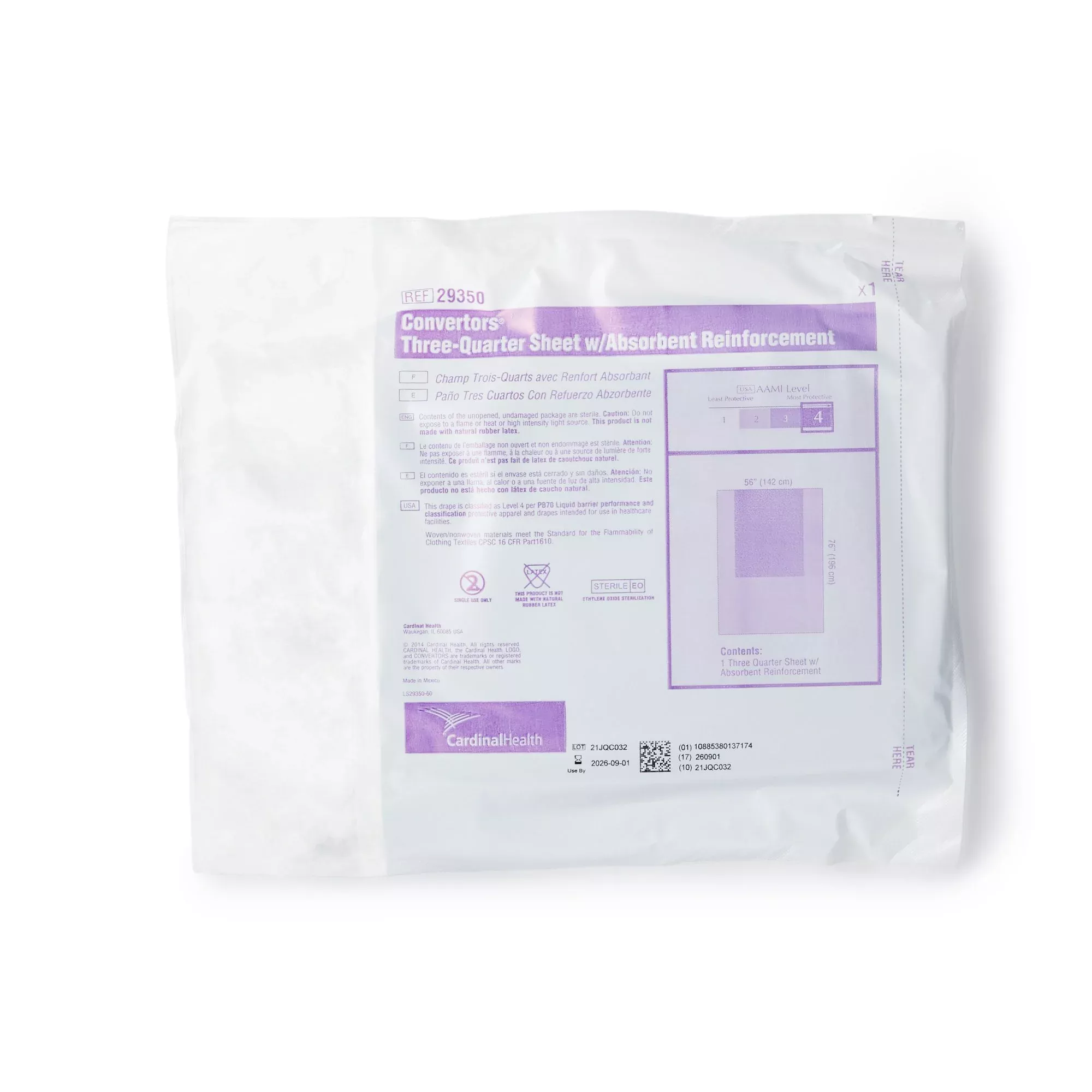 Cardinal Health Sterile Three-Quarter General Purpose Drape, 56 x 77 Inch, 1 Each