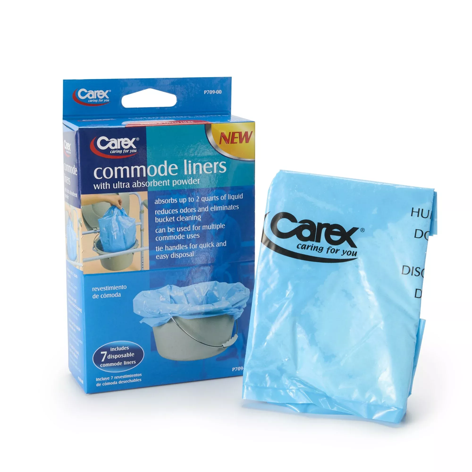 Carex Commode Liner, 14 x 14 Inch, 1 Box of 7