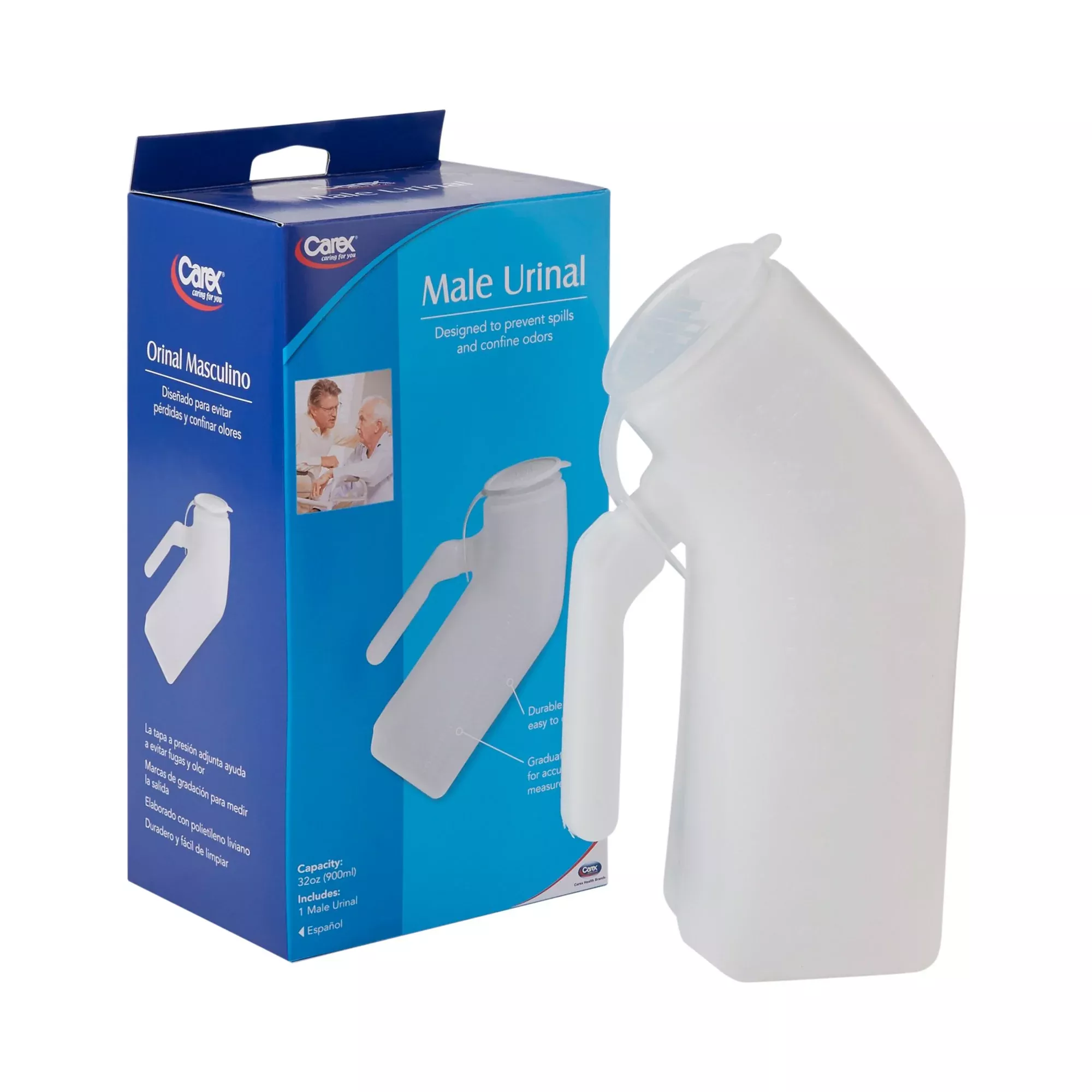 Carex Male Urinal with Cover, 1 Each