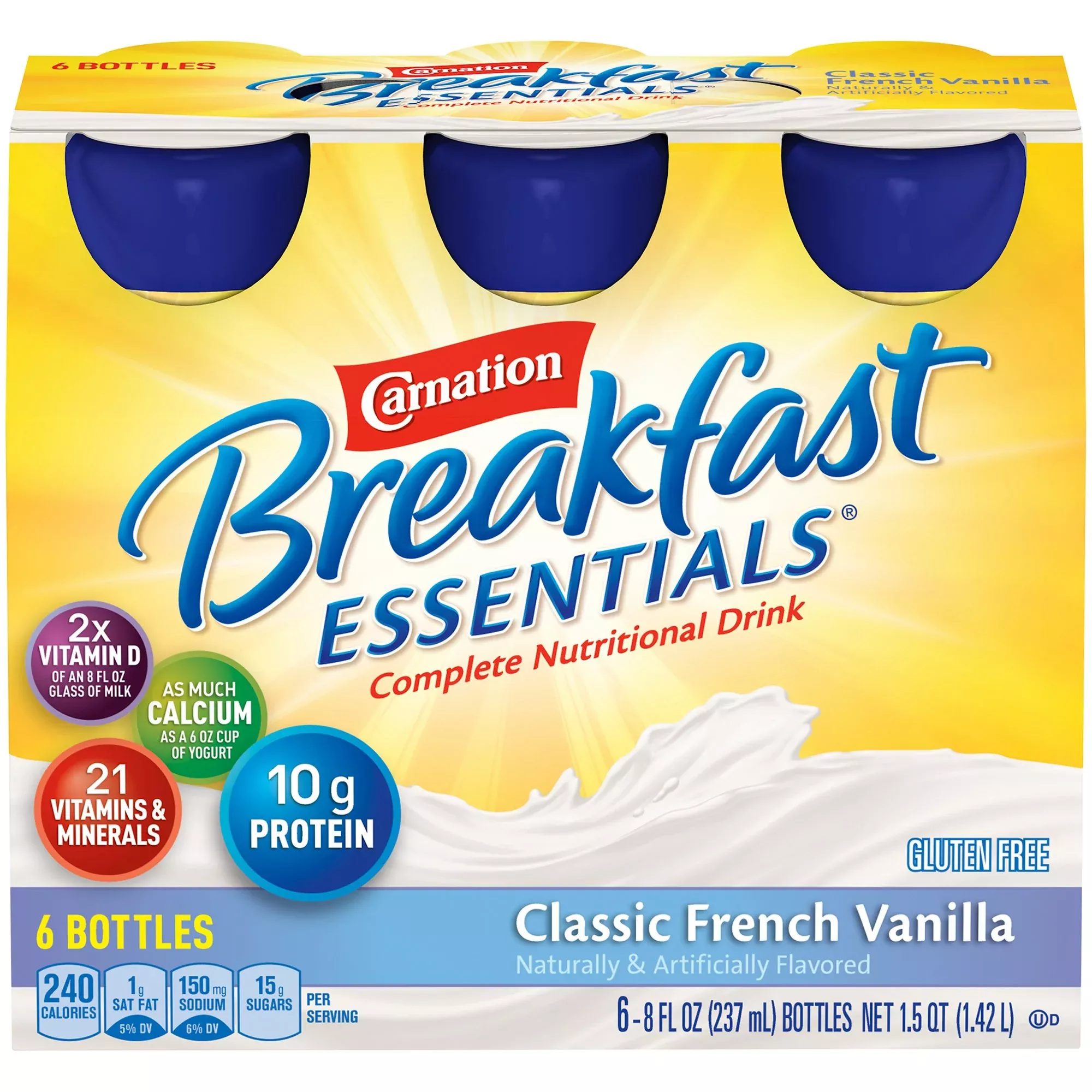 Carnation Breakfast Essentials Vanilla Oral Supplement, 8 oz. Bottle, 1 Case of 24