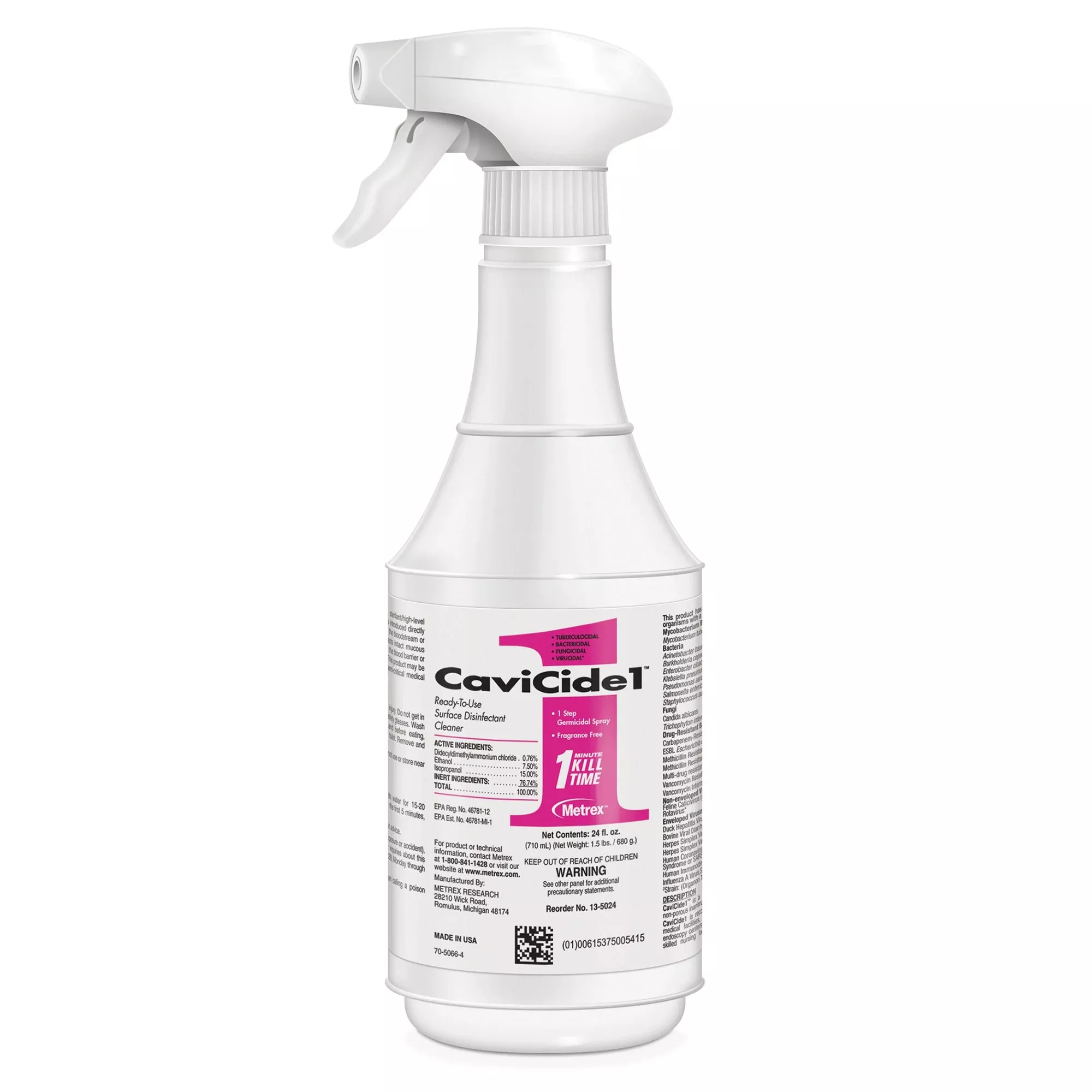 CaviCide1™ Surface Disinfectant Cleaner, 24 oz. Trigger Spray Bottle, 1 Case of 12