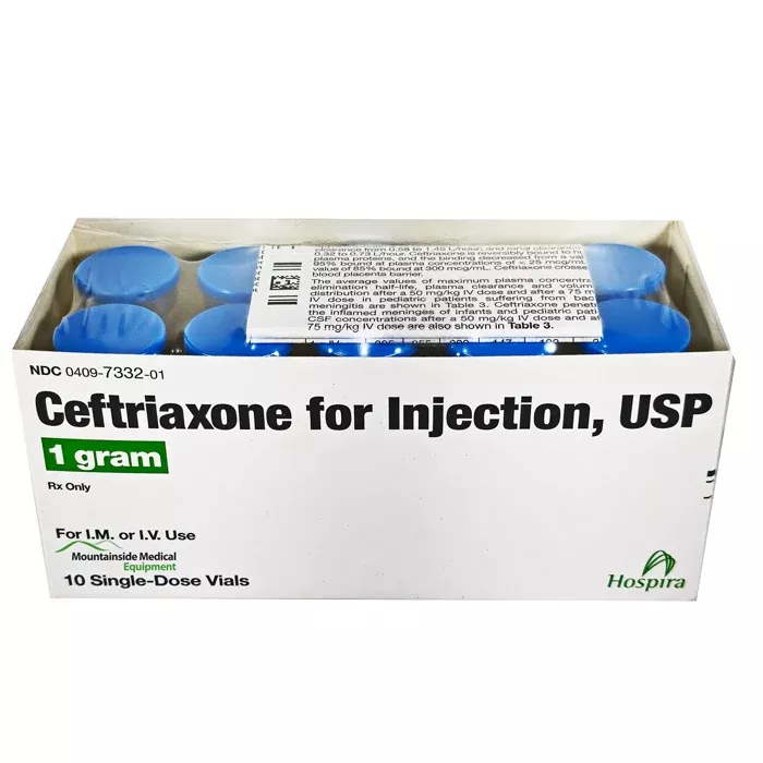 Ceftriaxone Sodium Injection 1 Gram Single-Dose Vial 15 mL by Pfizer (10-Pack) (Rx)