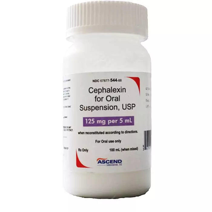 Cephalexin Oral Solution 125 mg/ 5 mL Antibiotic Medicine 100 mL by Ascend (RX)