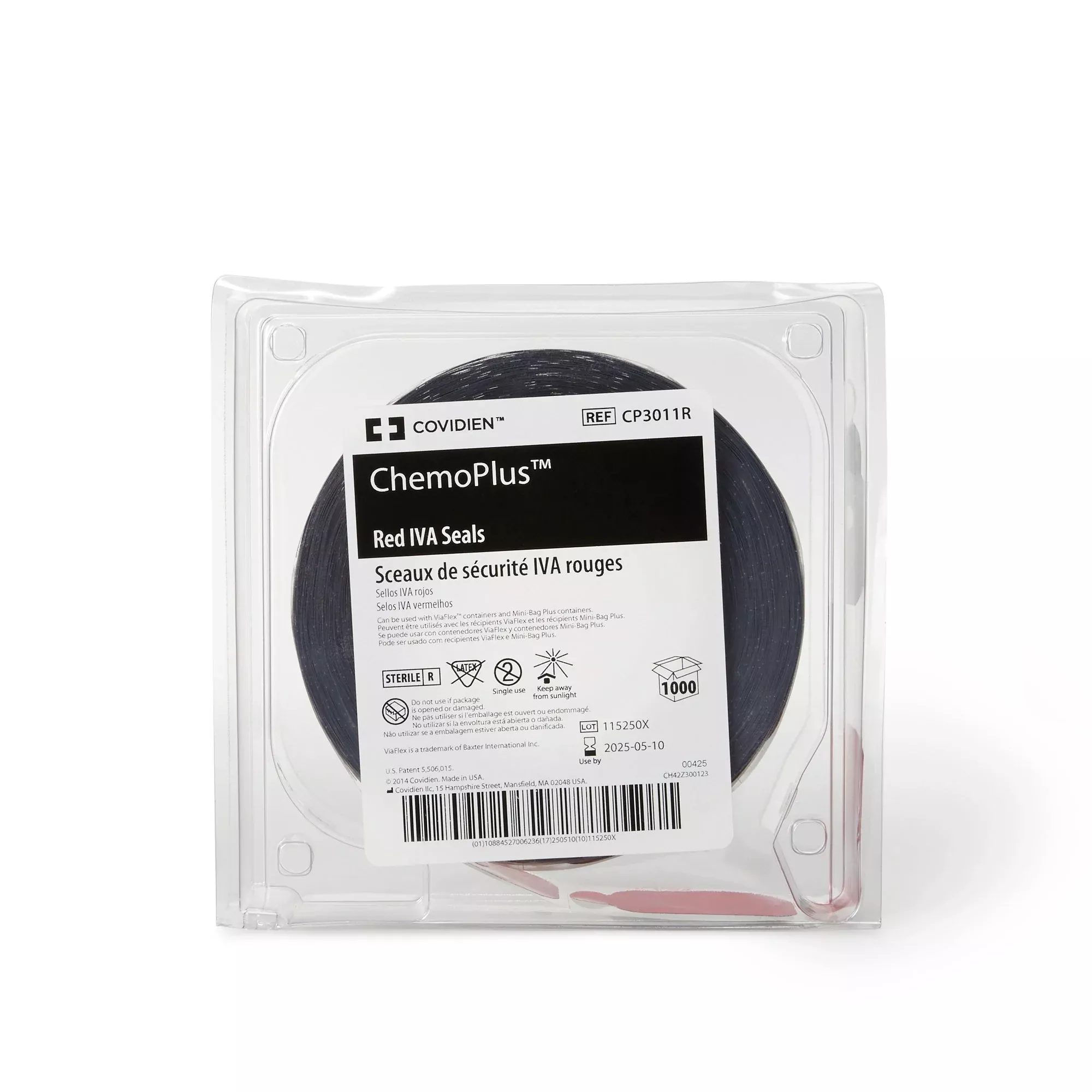 ChemoPlus™ IVA Seals, Red, 1 Box of 1000